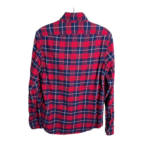 J CREW FLANNEL Mens Small Striped Multi Color Blue Red Double Pocket Style AC552 - Picture 2 of 10